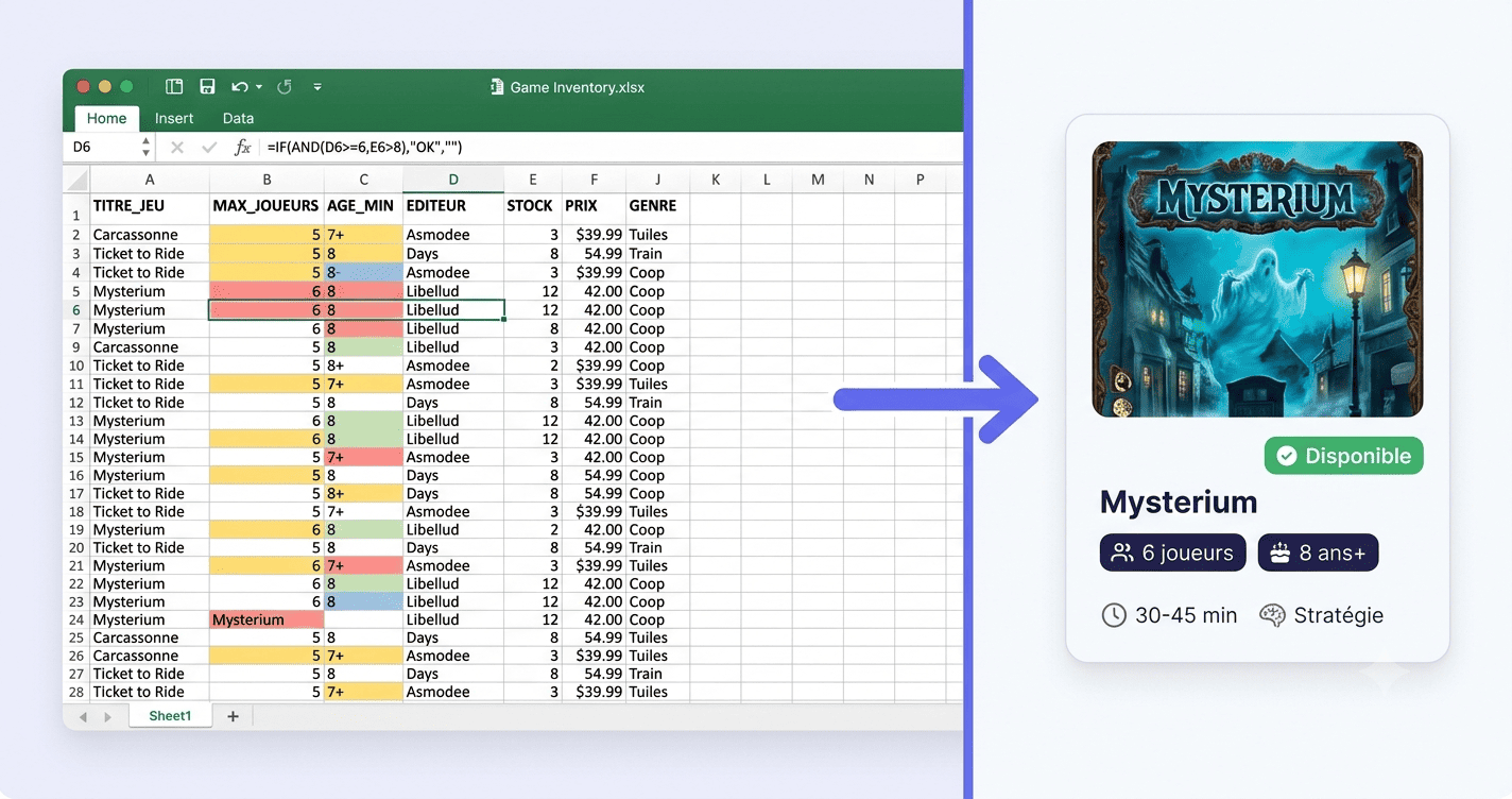 Migration Excel vers logiciel de ludotheque