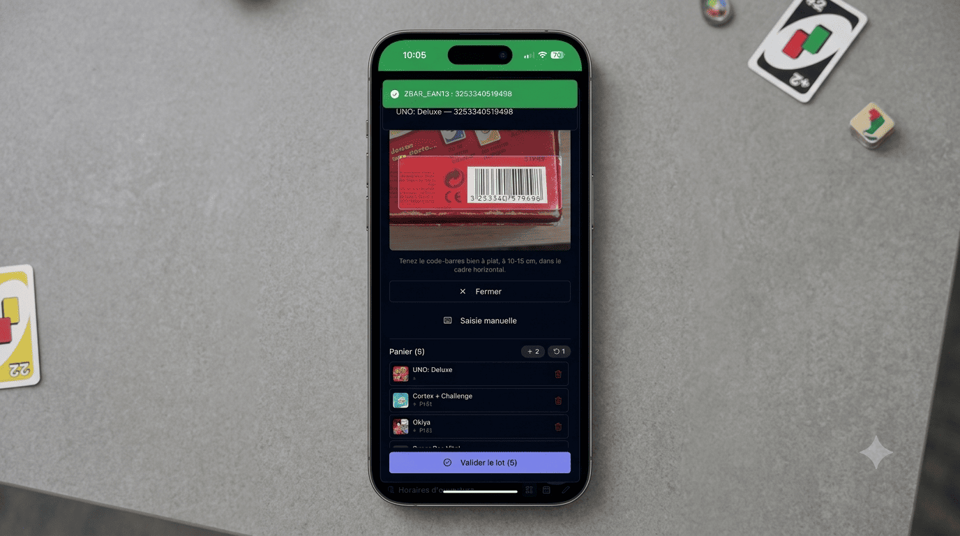 Scan de jeux de société par code-barres avec Cubelya